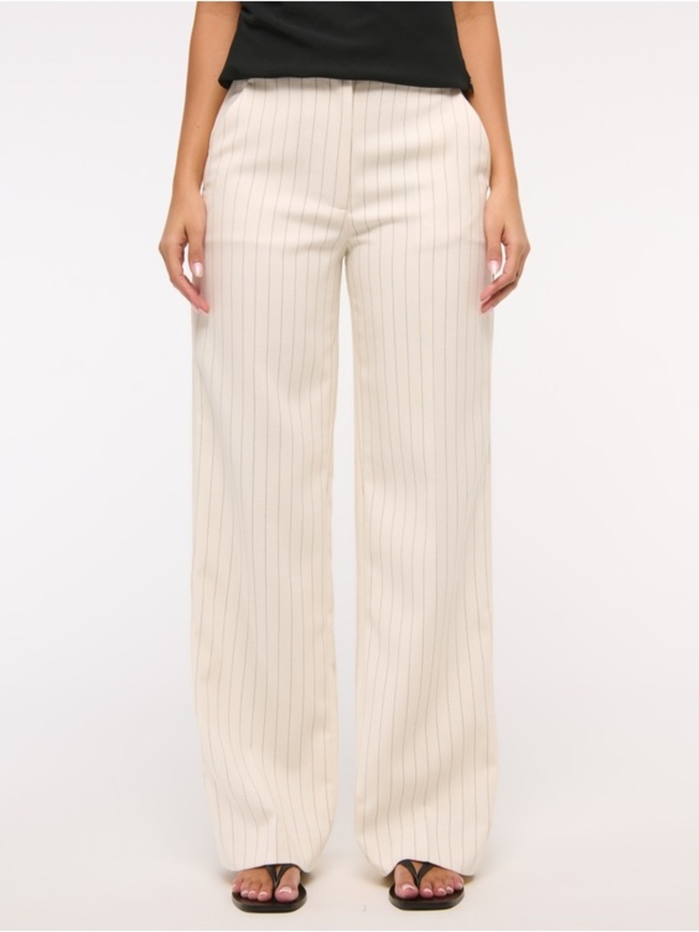 Abercrombie & Fitch CREAM w/BLUE Pinstripe Wide-Leg Trousers - Size 26 2R - NWOT